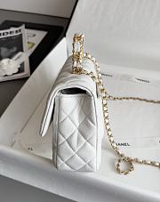 Chanel Small Flap Bag with Top Handle Grained Shiny Calfskin & Gold Tone Metal White - 22.5x13.5x6cm - 5