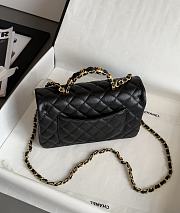 Chanel Small Flap Bag with Top Handle Grained Shiny Calfskin & Gold Tone Metal Black - 22.5x13.5x6cm - 4