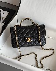 Chanel Small Flap Bag with Top Handle Grained Shiny Calfskin & Gold Tone Metal Black - 22.5x13.5x6cm - 2