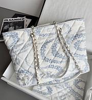 Chanel Shopping Bag Printed Denim & Gold Tone Metal Blue & White -  37x28.5x13cm - 5