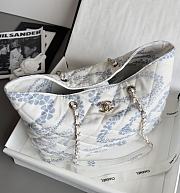 Chanel Shopping Bag Printed Denim & Gold Tone Metal Blue & White -  37x28.5x13cm - 4