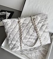 Chanel Shopping Bag Printed Denim & Gold Tone Metal Gray & White -  37x28.5x13cm - 3