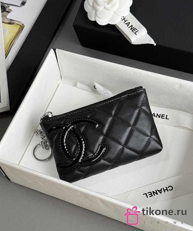 Chanel Quilted Calfskin Cambon Key Pouch Black - 13x8cm - 1
