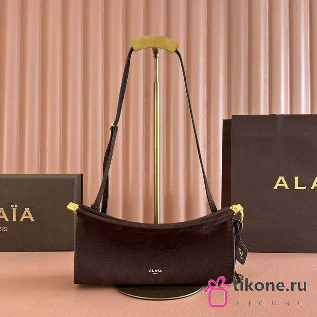 Alaia Le Click Shoulder Bag Le Click East West Small Bag In Nubuck Brown - 25x12.5x7cm - 1