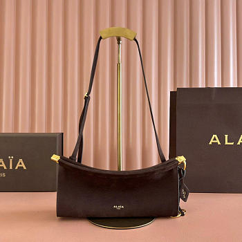 Alaia Le Click Shoulder Bag Le Click East West Small Bag In Nubuck Brown - 25x12.5x7cm