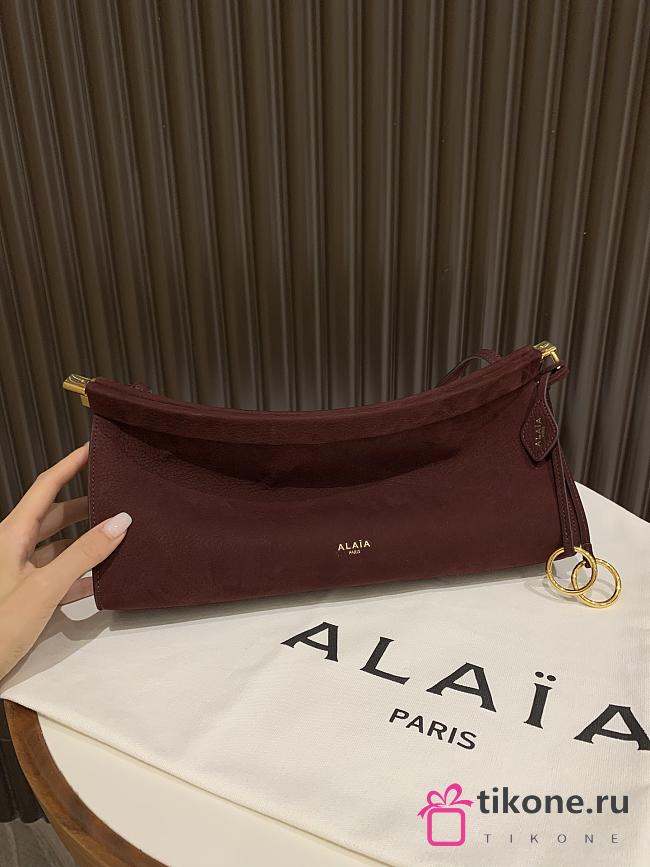 Alaia Le Click East West Medium Bag In Nubuck Garnet Red - 30x14x9cm - 1