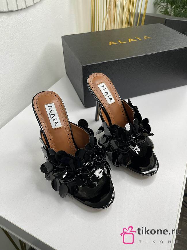Alaia Confetti Leather Mules In Black  - 1