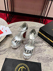 Christian Louboutin Sandaloo 130mm Sandals Patent Calf Leather Silver - 1