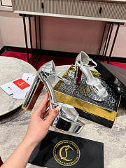 Christian Louboutin Sandaloo 130mm Sandals Patent Calf Leather Silver - 2