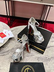 Christian Louboutin Sandaloo 130mm Sandals Patent Calf Leather Silver - 4