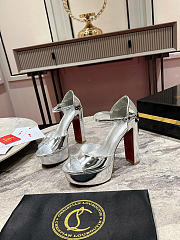 Christian Louboutin Sandaloo 130mm Sandals Patent Calf Leather Silver - 6