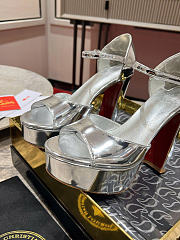 Christian Louboutin Sandaloo 130mm Sandals Patent Calf Leather Silver - 5