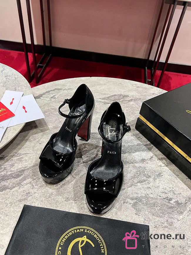 Christian Louboutin Sandaloo 130mm Sandals Patent Calf Leather Black - 1