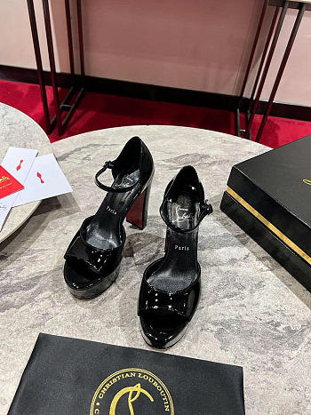 Christian Louboutin Sandaloo 130mm Sandals Patent Calf Leather Black