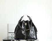 Chanel 25 Medium Handbag Shiny Crumpled Calfskin Gold Tone & Ruthenium Finish Metal Black - 40x30x15cm - 1