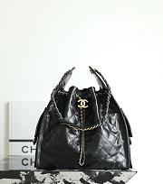 Chanel 25 Medium Handbag Shiny Crumpled Calfskin Gold Tone & Ruthenium Finish Metal Black - 40x30x15cm - 6