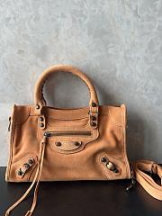 Balenciaga Le City Bag Small in Camel Suede Calfskin Brass Hardware - 29.9x19.1x9.9cm - 1