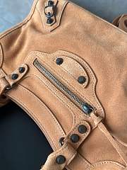 Balenciaga Le City Bag Small in Camel Suede Calfskin Brass Hardware - 29.9x19.1x9.9cm - 4