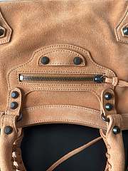 Balenciaga Le City Bag Small in Camel Suede Calfskin Brass Hardware - 29.9x19.1x9.9cm - 2