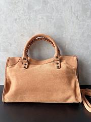 Balenciaga Le City Bag Meidum in Camel Suede Calfskin Brass Hardware - 38x24x13cm - 4