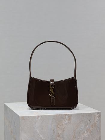 YSL Mini Le 5 A 7 In Patent Leather Brown - 19x11.5x4.5cm