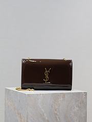YSL Patent Meidum Kate Chain Bag Brown - 24x14.5x5cm - 6