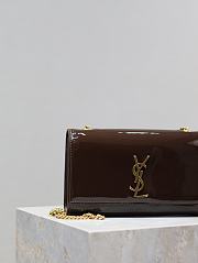 YSL Patent Meidum Kate Chain Bag Brown - 24x14.5x5cm - 4