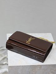 YSL Patent Meidum Kate Chain Bag Brown - 24x14.5x5cm - 2