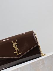 YSL Uptown Patent Leather Wallet On Chain Brown - 19x12x4cm - 6