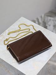 YSL Uptown Patent Leather Wallet On Chain Brown - 19x12x4cm - 3