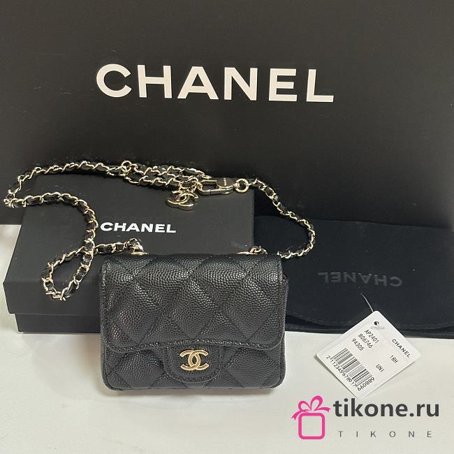 Chanel Mini Flap Bag Coin Purse On Chain Caviar Black - 10x8x3.5cm - 1