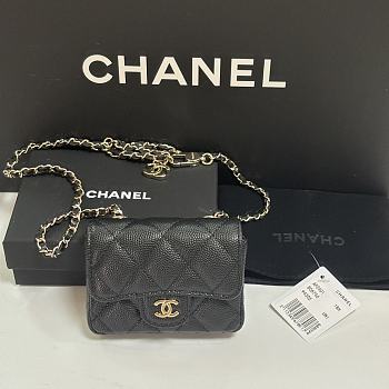 Chanel Mini Flap Bag Coin Purse On Chain Caviar Black - 10x8x3.5cm