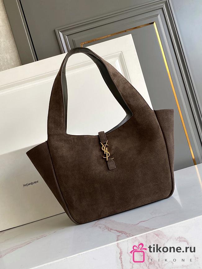 YSL Le 5 A 7 Bea In Suede Leather Brown - 50x28x18cm - 1