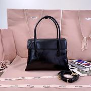 Miumiu Solitaire Shiny Leather Bag Black 5BA302 - 28x19.5x11cm - 6