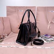 Miumiu Solitaire Shiny Leather Bag Black 5BA302 - 28x19.5x11cm - 4