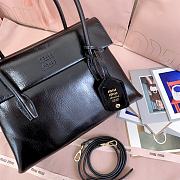 Miumiu Solitaire Shiny Leather Bag Black 5BA302 - 28x19.5x11cm - 2