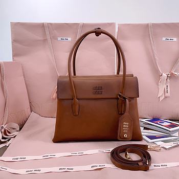 Miumiu Solitaire Nappa Leather Bag Brown 5BA302 - 28x19.5x11cm