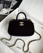 Chanel Mini Bowling Bag Velvet Calfskin & Gold Tone Metal Black -  20x11.5x8.5cm - 1