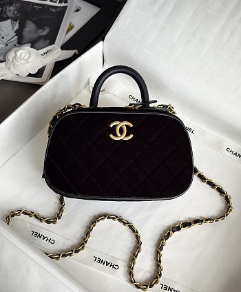 Chanel Mini Bowling Bag Velvet Calfskin & Gold Tone Metal Black -  20x11.5x8.5cm
