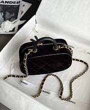 Chanel Mini Bowling Bag Velvet Calfskin & Gold Tone Metal Black -  20x11.5x8.5cm - 3