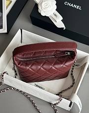 Chanel Mini Hobo Shiny Grained Calfskin Strass & Silver Tone Metal Burgundy - 21.5x19x6cm - 5