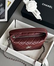 Chanel Mini Hobo Shiny Grained Calfskin Strass & Silver Tone Metal Burgundy - 21.5x19x6cm - 4