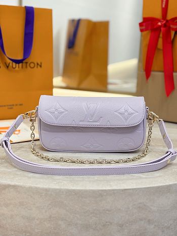 LV Wallet On Chain Ivy Monogram Empreinte Misty Lilac M25714- 23.5x12x4.3cm