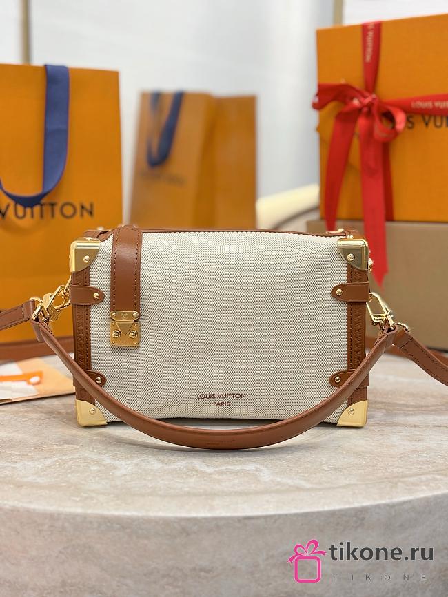 LV Side Trunk MM Canvas Ecru/Cognac M14411 - 23.5x16x8.5cm - 1