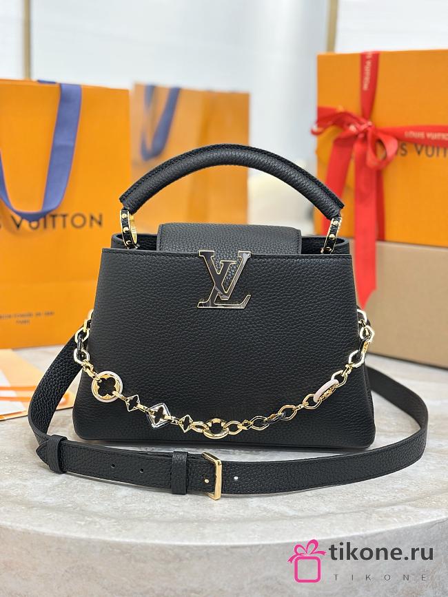 LV Capucines BB Taurillon Leather Chain Monogram Flowers Black M14970 - 27x17.3x9cm - 1