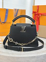 LV Capucines BB Taurillon Leather Chain Monogram Flowers Black M14970 - 27x17.3x9cm - 1