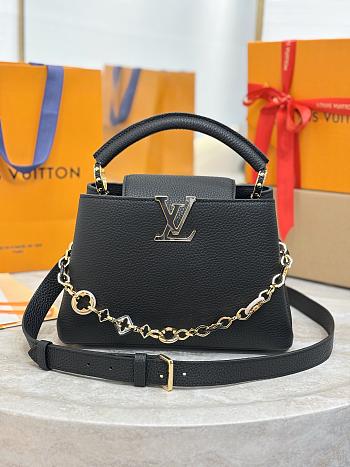 LV Capucines BB Taurillon Leather Chain Monogram Flowers Black M14970 - 27x17.3x9cm