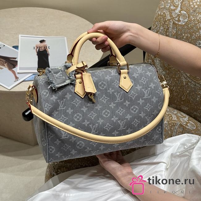 LV Speedy Soft 30 Monogram Denim Washed Gray M13344 - 30x21x17cm - 1