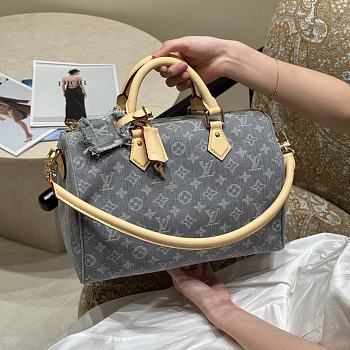 LV Speedy Soft 30 Monogram Denim Washed Gray M13344 - 30x21x17cm
