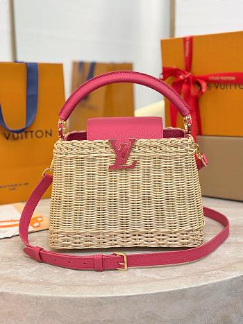 LV Capucines Mini Taurillon and Rattan Pink M26005 - 21x14x8cm